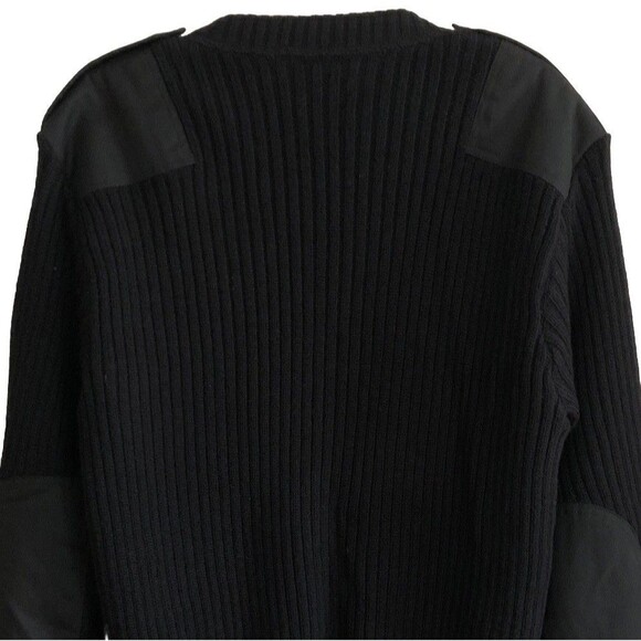 Scharf & Breit Wool V Neck Sweater Mens Sz L Military Elbow Shoulder Patches USA - Picture 7 of 15